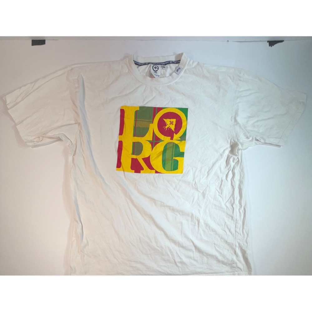 LRG Roots and Equipment White Graphic T-Shirt Mens XXXL Plaid Logo Streetwear